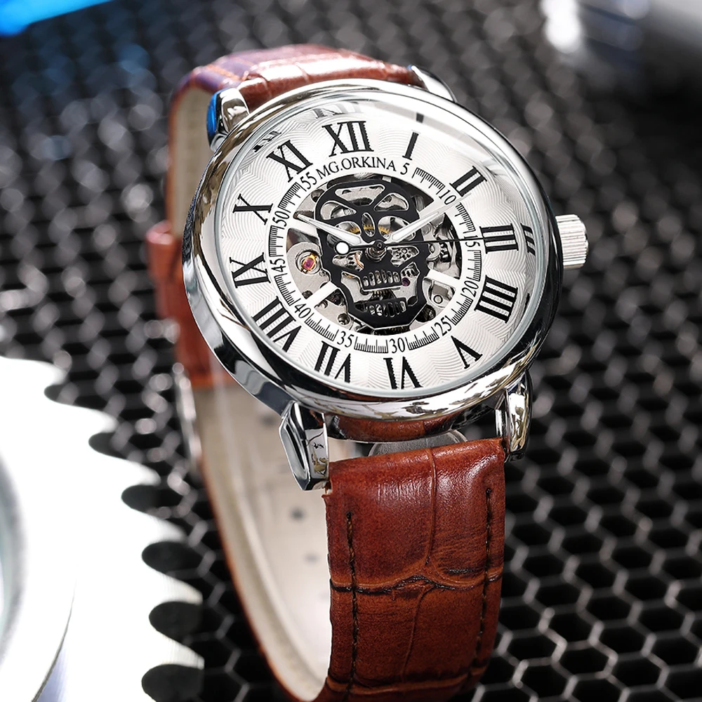 3D череп дизайн римская цифра стимпанк серии ободок золотые часы Скелетон мужские