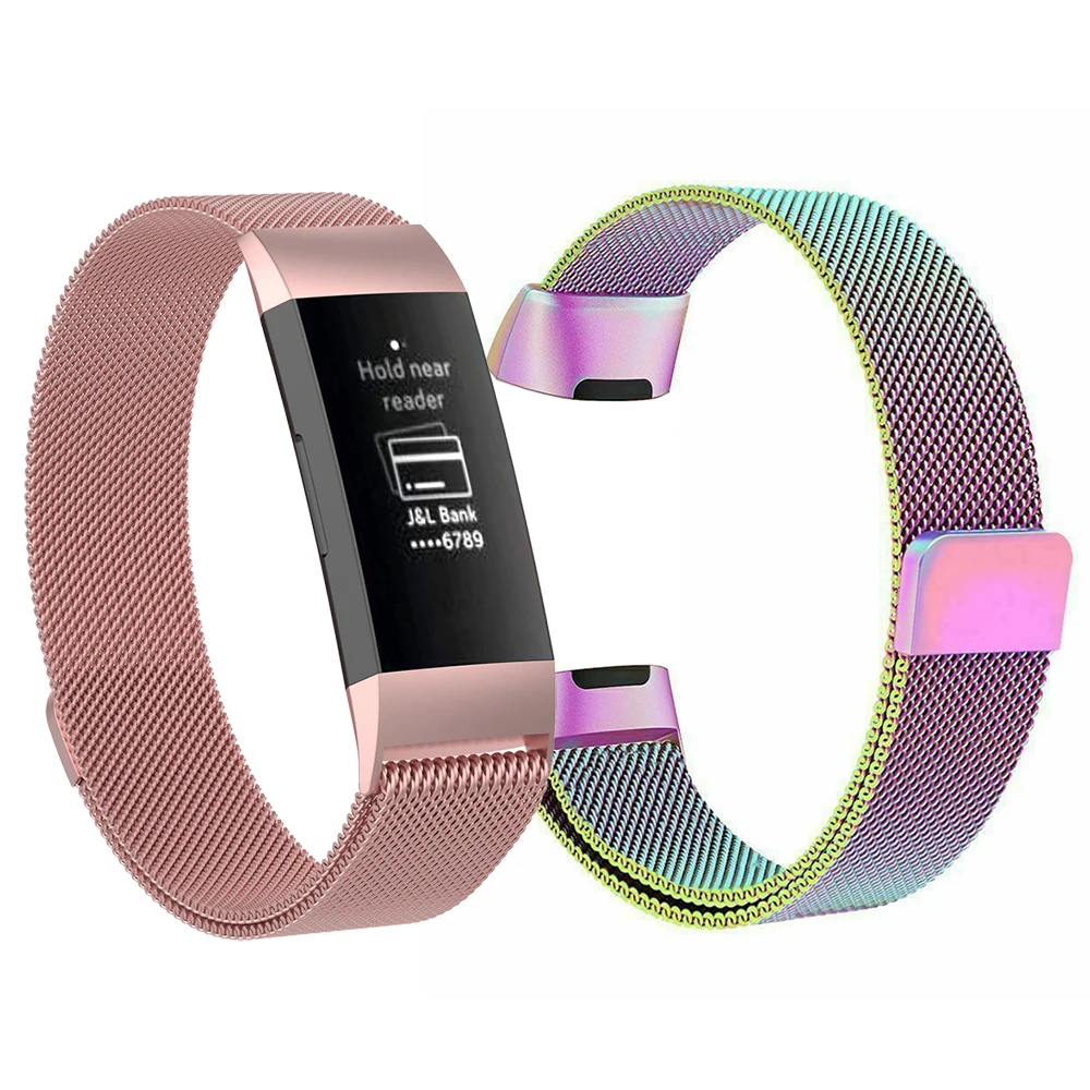 Браслет Matel ремешок для Fitbit Charge 3 4 Смарт часы из нержавеющей стали застежка