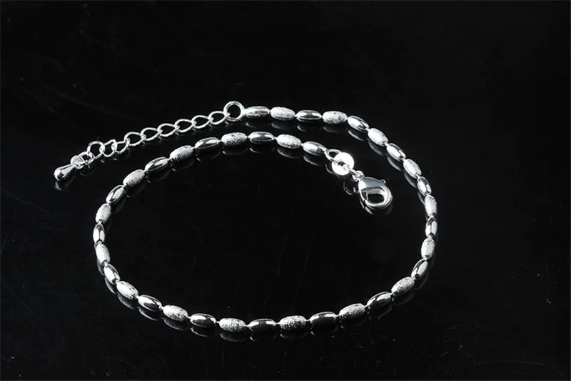 Браслеты на ногу женские из серебра 925 пробы анклеты с матовым шариком модные