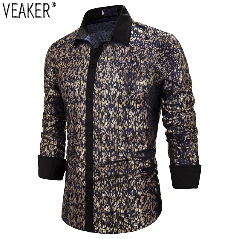 2019 новые мужские вечерние рубашки с длинными рукавами красные золотые