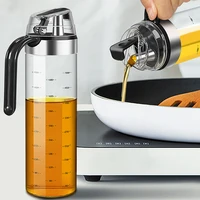 large olive oil dispenser bottle auto flip condiment container automatic cap leakproof vinegar bbq cookware tools glass cruet
