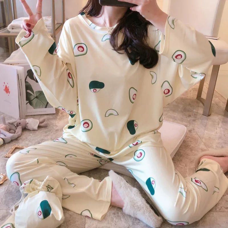 

Autumn Women Pajamas 2 Pieces Set Autumn Women Sleepwear Long Sleeve Pajamas For Women Ladies Pyjamas Nightwear Comfortable