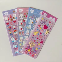 1pc kawaii cartoon love bear laser shine stickers scrapbooking decorative ribbon cute sticker ins diy label school stationery