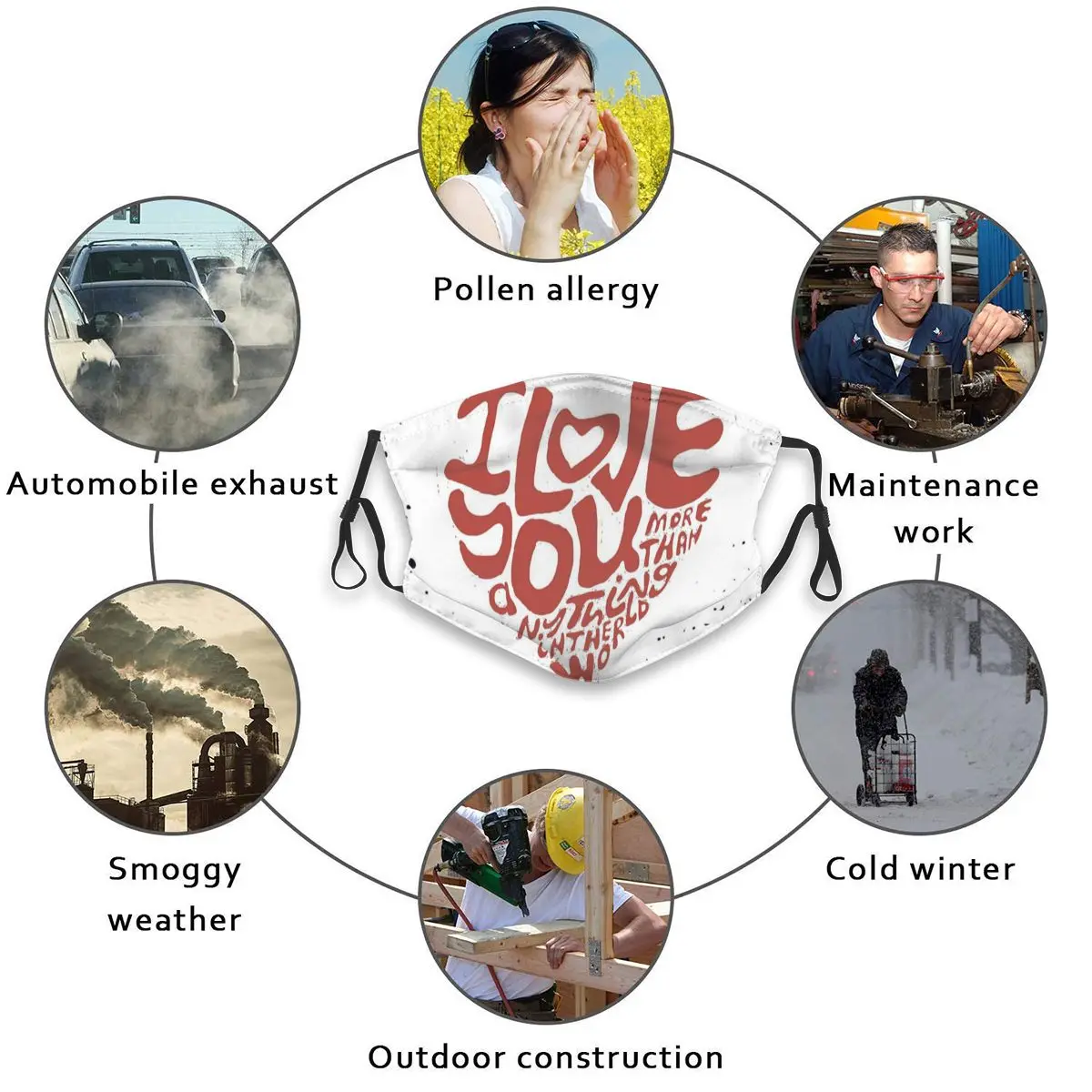 

Anti Haze Unisex Cosplay Party Outdoor I Love You More Than Anything In The World Cool Mouth Cover Mask Windproof