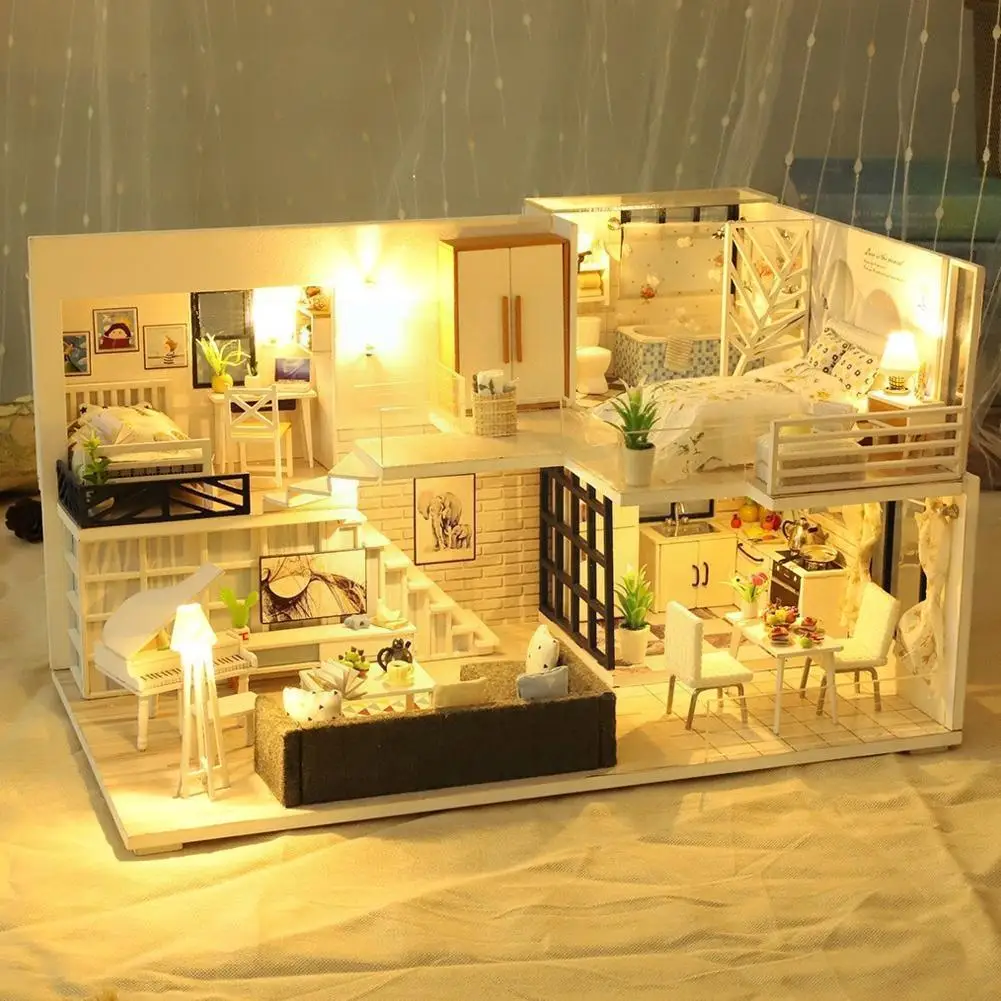 

Миниатюрная модель ручной работы, декор комнаты, двухслойные деревянные игрушки, Пазл «сделай сам», детский день рождения, 3D подарки для дет...