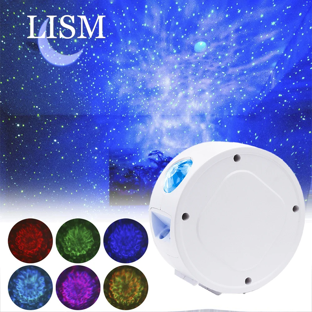 

LISM RGB LED+Laser Starry Sky Ocean Projection Night Light Voice Control USB Rechargeable Atmosphere Ambient Lamp for Bedroom