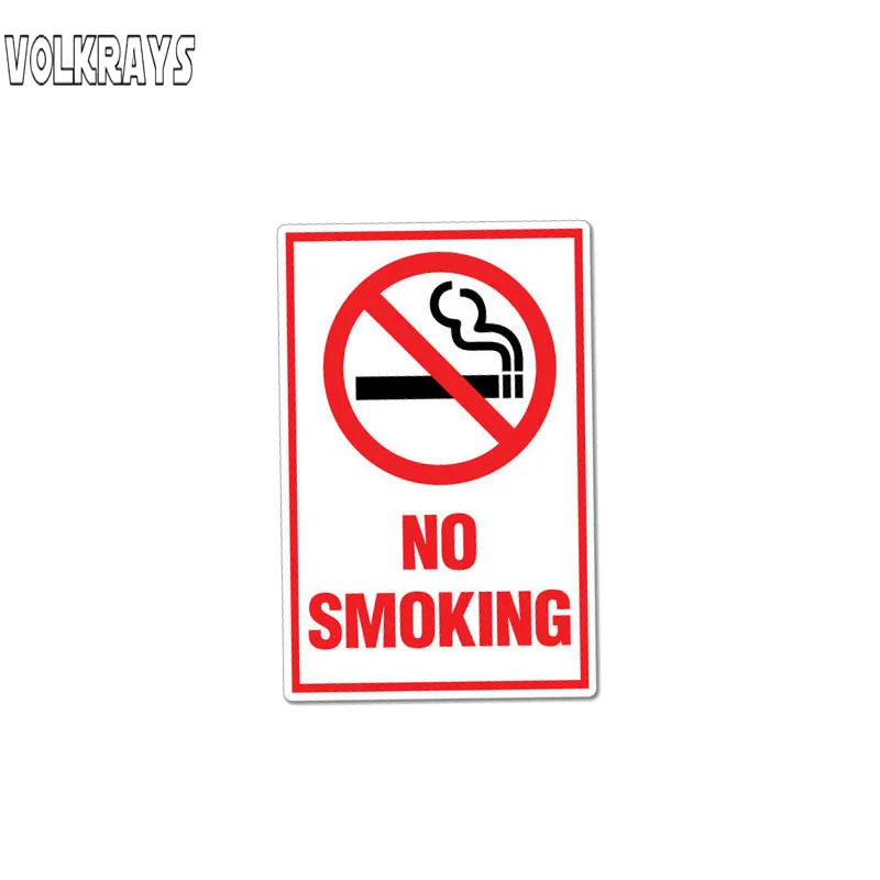 

Volkrays Creative Car Sticker Funny Warning No Smoking Accessories Reflective Waterproof Cover Cratches PVC Decal,11cm*7cm