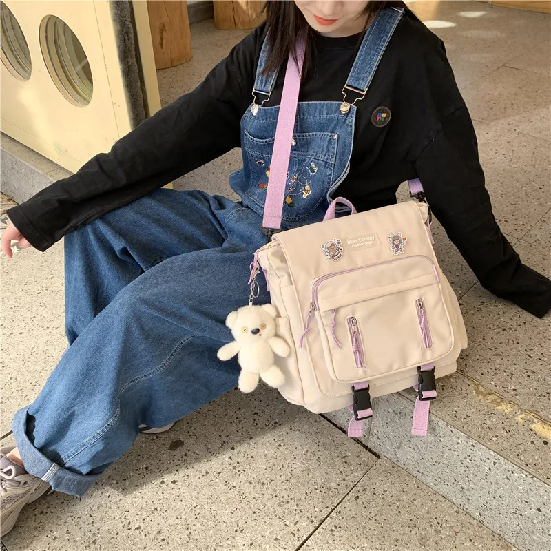 

Japan Style 3Ways Women Backpacks Waterproof Nylon Panelled Handbag Casual Tote 2021 Cute Shopping Crossbody Bag for Ladies 2131