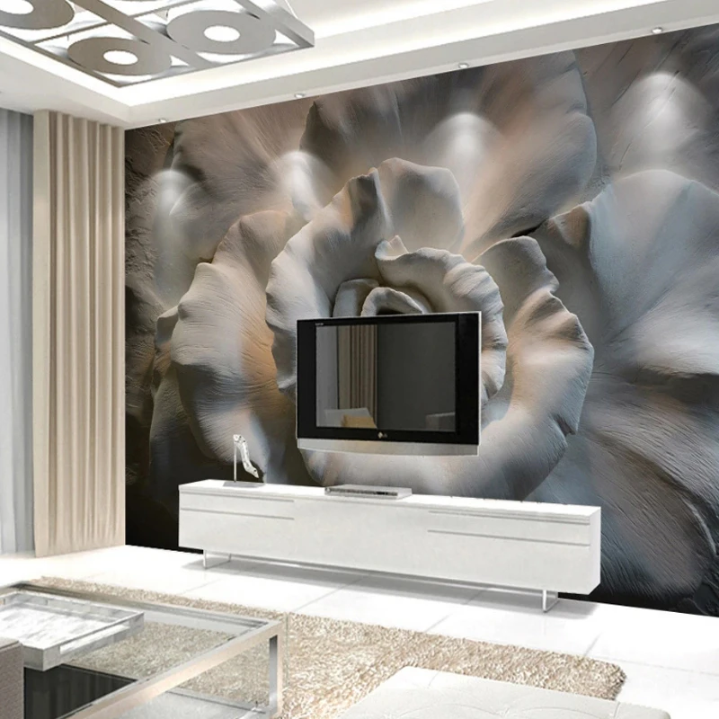 

Настенные 3D-обои на заказ, рельефная настенная бумага с абстрактным рисунком роз, цветов, для кафе, ресторана, гостиной, спальни