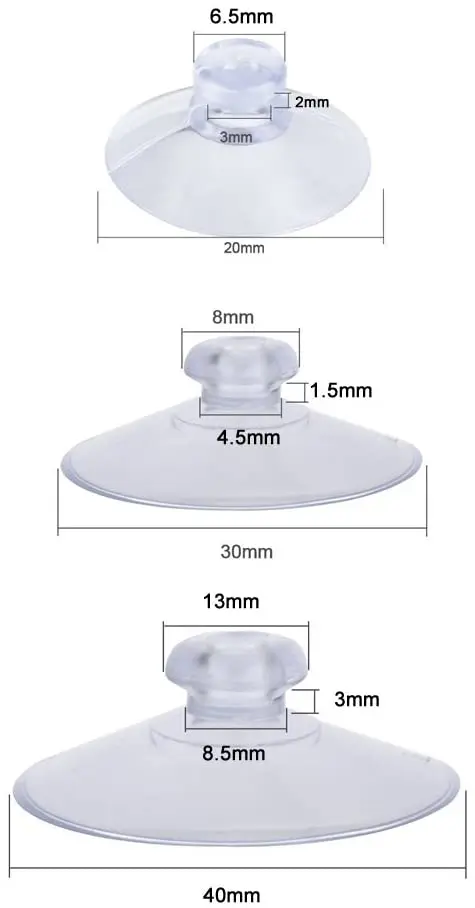 

CNCRAFT 30PCS/Pack Clear Plastic Suction Cup Sucker Pads Without Hooks 3 Size MIX 20 mm,30 mm, 40 mm,