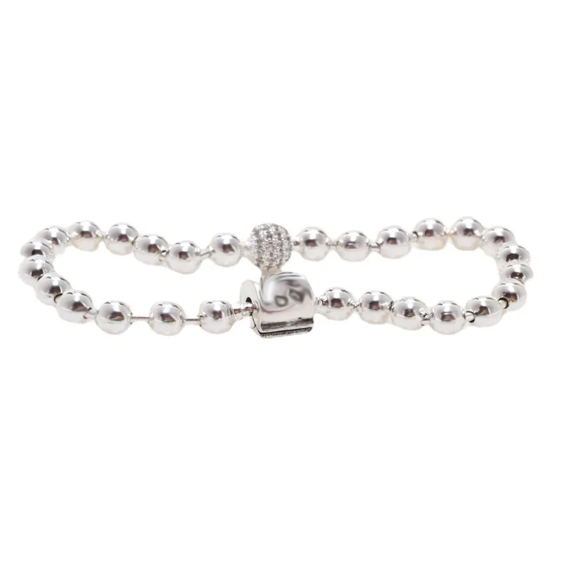 

Amaia Real 925 Sterling Silver Silver Beaded Pave Bracelet Beanie Bracelet For Women Fit Original Brand DIY Beads Charm Jewelry