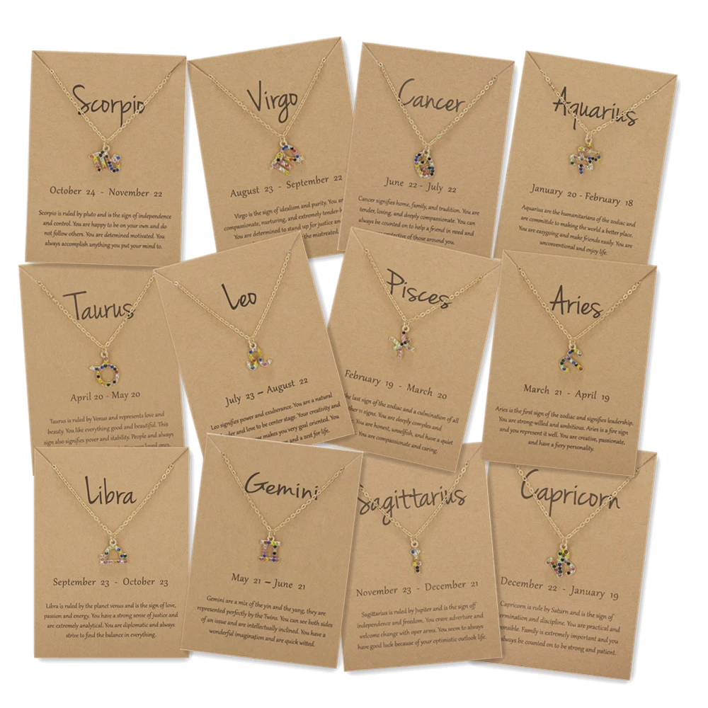 

Goth Zodiac Choker Necklace for Women Golden Charm Chain Color Zircon Tassel Pendant Zodiac Necklaces Women Fashion Boho Jewelry