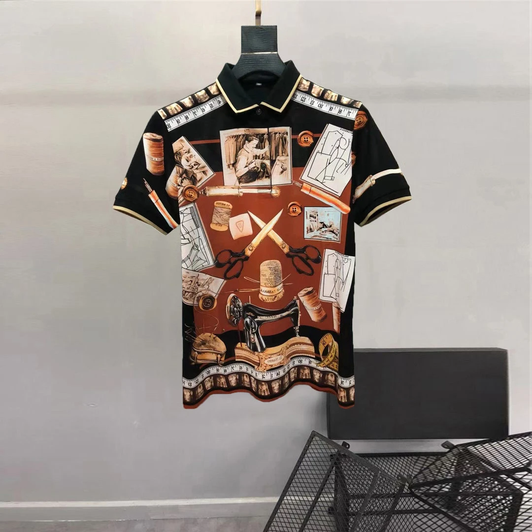 

Style Summer Europe Men's High quality T-shirts Chic print casual Tee Tops B321