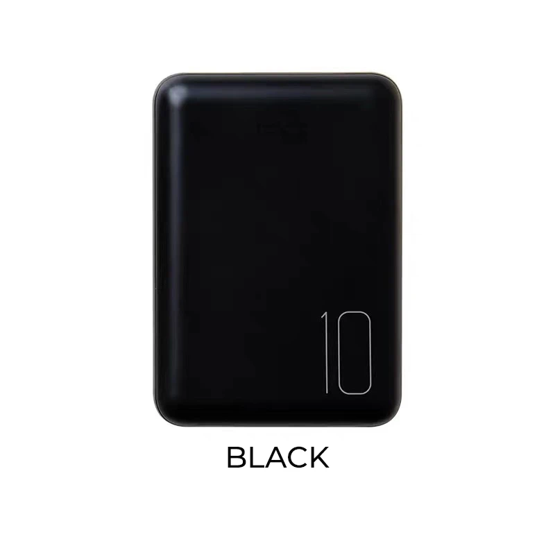 Black Maoxin повербанк внешний аккумулятор 10000mAh за xiaomi Android iPhone samsung портативная зарядка обожаемый павербанк мощный powerbank повер банк эмоджи мини с USB-кабелем - Цвет: Black