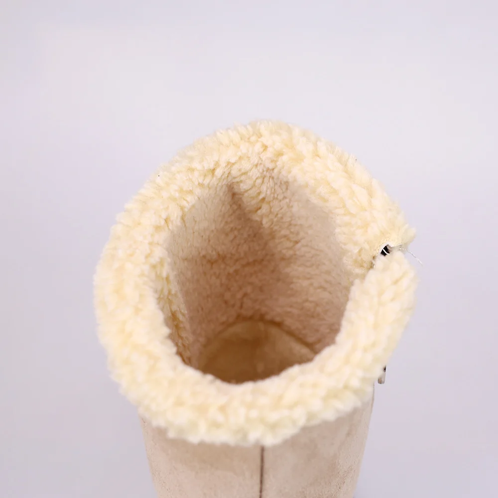 MUYGUAY-Botas de nieve para ni&ntilde;as, botines de invierno de ante, plegables, forrados de piel de media pantorrilla, con cremallera c&aacute;lida para ni&ntilde;os peque&ntilde;os-5