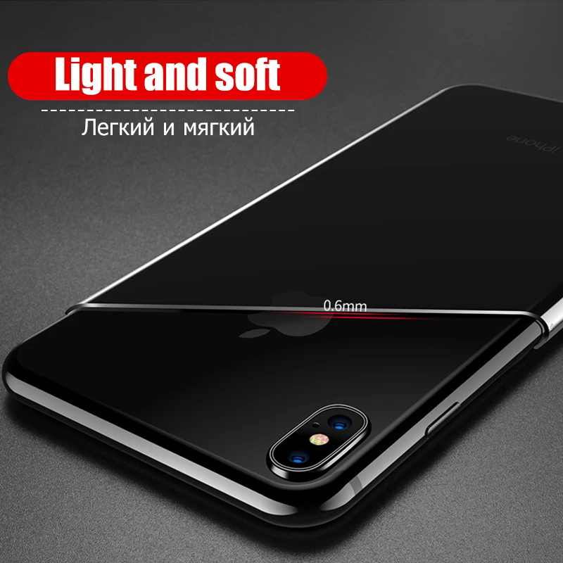Ультра тонкий роскошный прозрачный мягкий TPU чехол для iPhone 7 plus 8 Plus силиконовый
