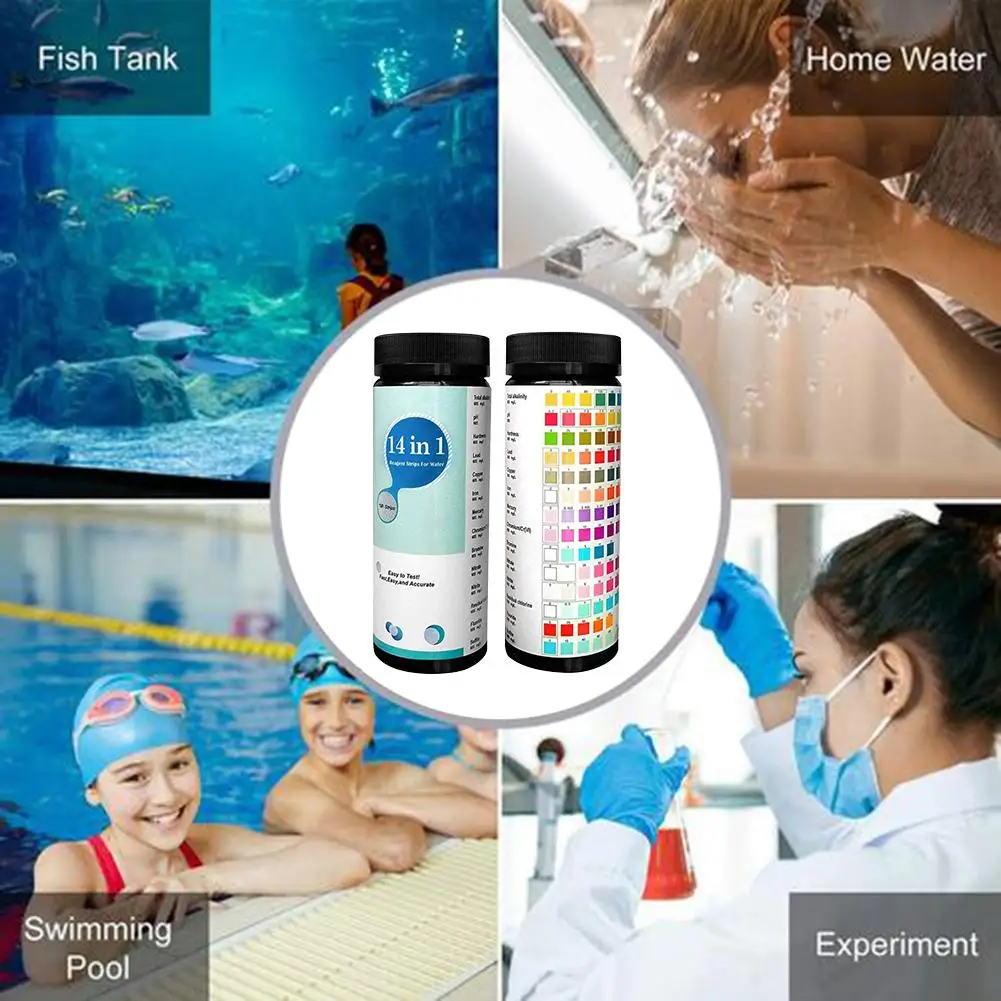 

14 in 1 Pool Water Test Strips Swimming Pool Spa Testing Strips for Pond Bathtub Aquarium Drinking Water Quality Test strip