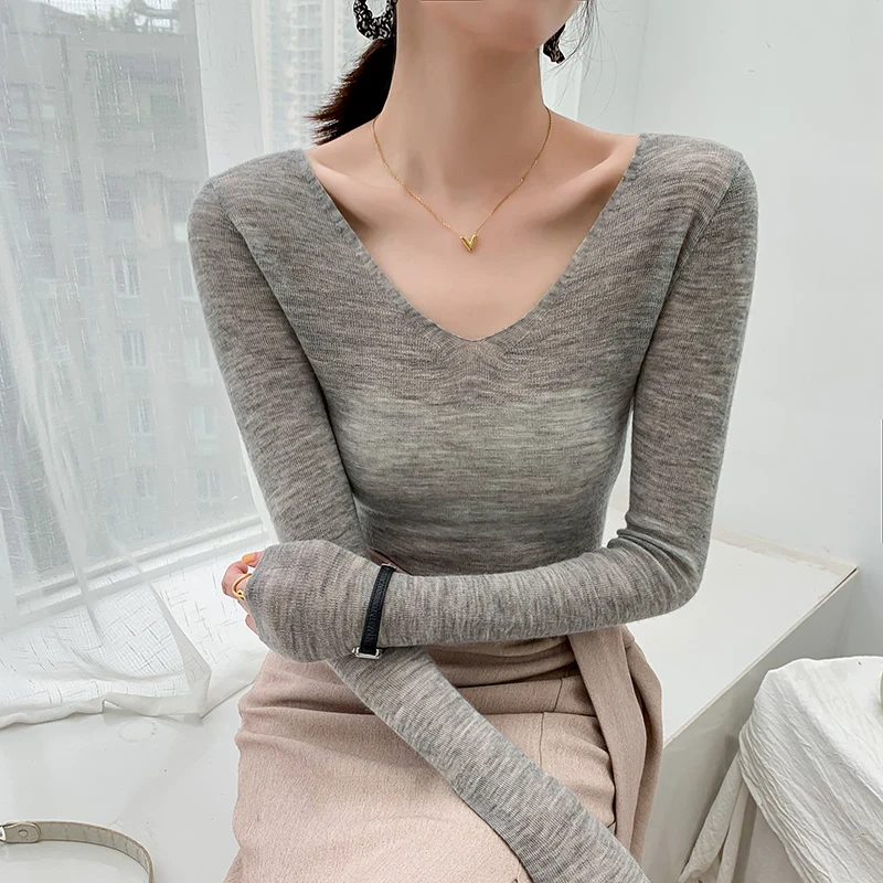 

adishree 2020 woman winter 100% Cashmere sweaters and autumn knitted Pullovers High Quality Warm Female thickening V-neck