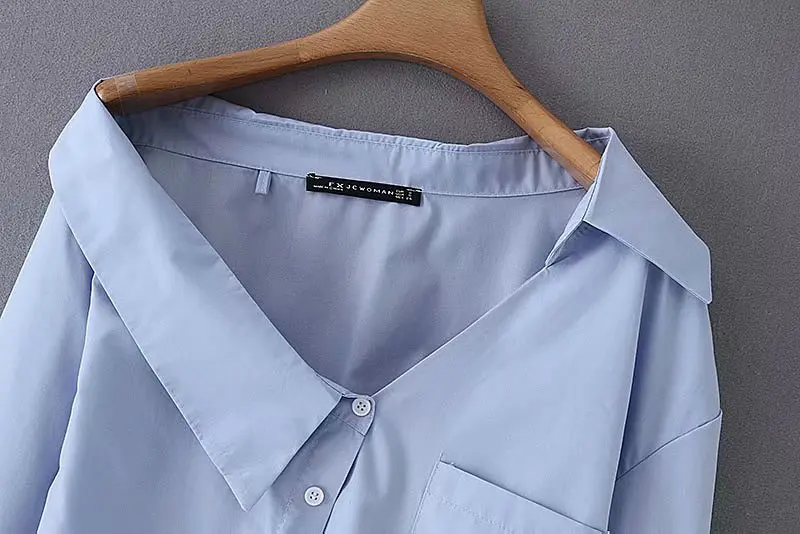 Новинка 2019 женская мода необычные отложной одноцветные повседневные блузки