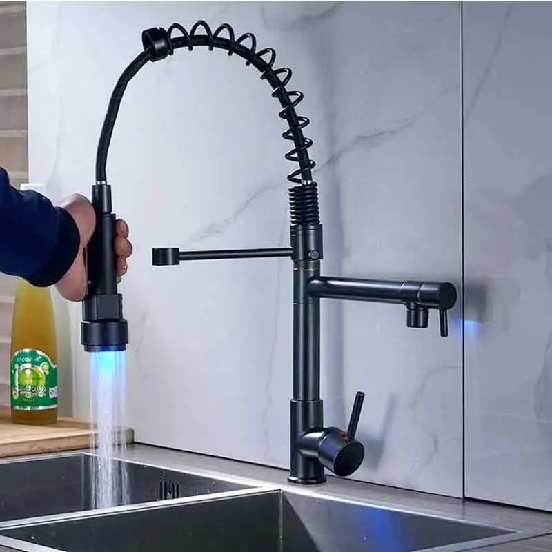 Светодиодный кран для кухни ORB хромированный Золотой FinishPull вниз смеситель