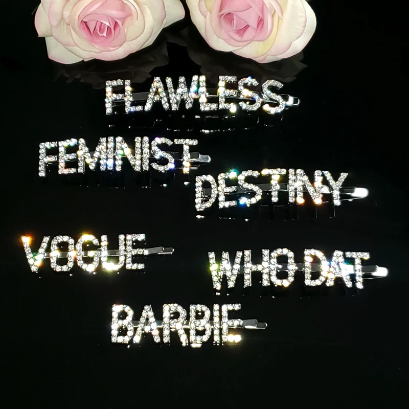 Новое поступление Лидер продаж буквы заколки для волос со стразами &quotженских