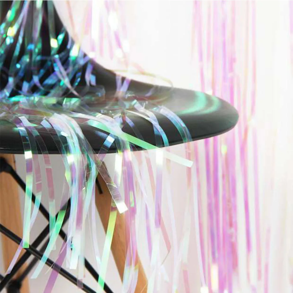 

35* 95in Rainbow Party Backdrop Curtains Decoration Wall Metallic Foil Curtain Background Marriage Decor Bachelorette Supplies