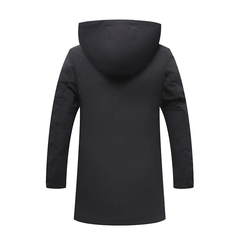 2020 winter padded jacket men's plus size long hooded padded jacket youth solid color thick warm jacket warm coat