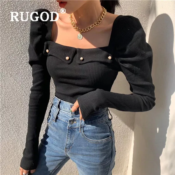 Женский элегантный топ RUGOD весенний однотонный трикотажный Повседневный свитер