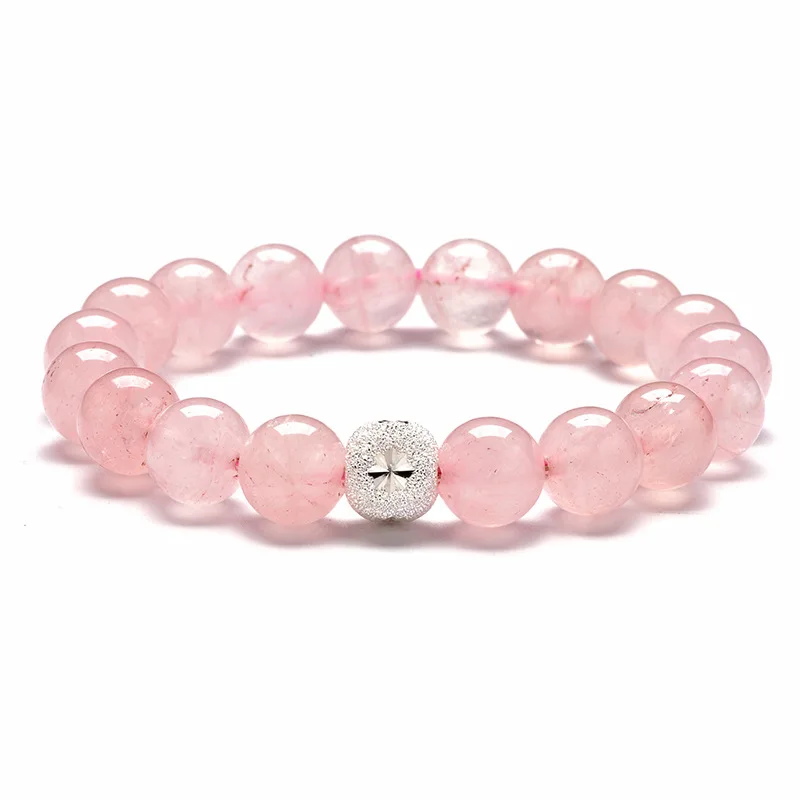 

2021 New Natural Pink Bracelet Wafer Bead S925 Fashion Gift Bijoux