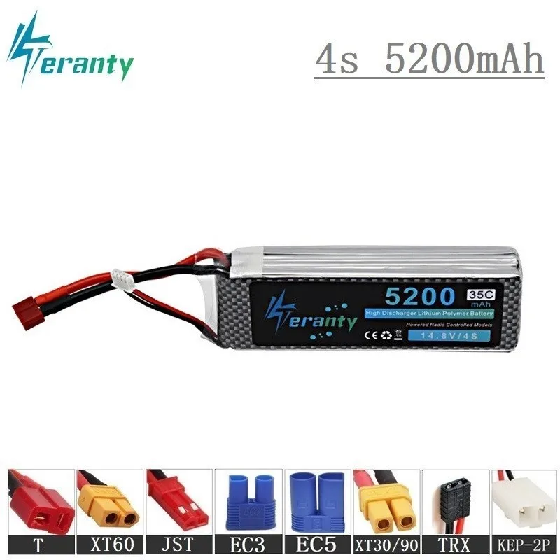 

100% Capacity 4S 14.8v 5200mAh 35C LiPo Battery For RC Drone RC Cars RC Robots RC Boats toy 14.8v Rechargeable Lipo Battery 1pcs