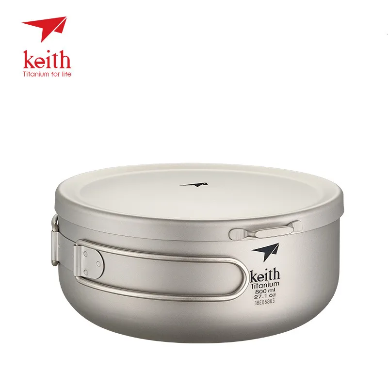 

Keith Titanium Folding Bowls Lunch Box With Cover Outdoor Camping Cooking Bowl Cookware Travel Hiking Dinner Boxes 800ml 1L 1.2L