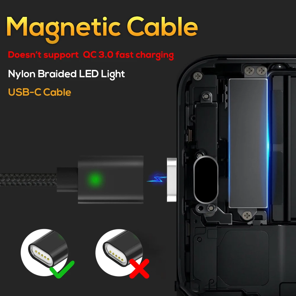 Кабель для зарядки магнитный TOPK AM21 USB Type A C 2.4A 1м/ 2м нейлон|Кабели мобильных