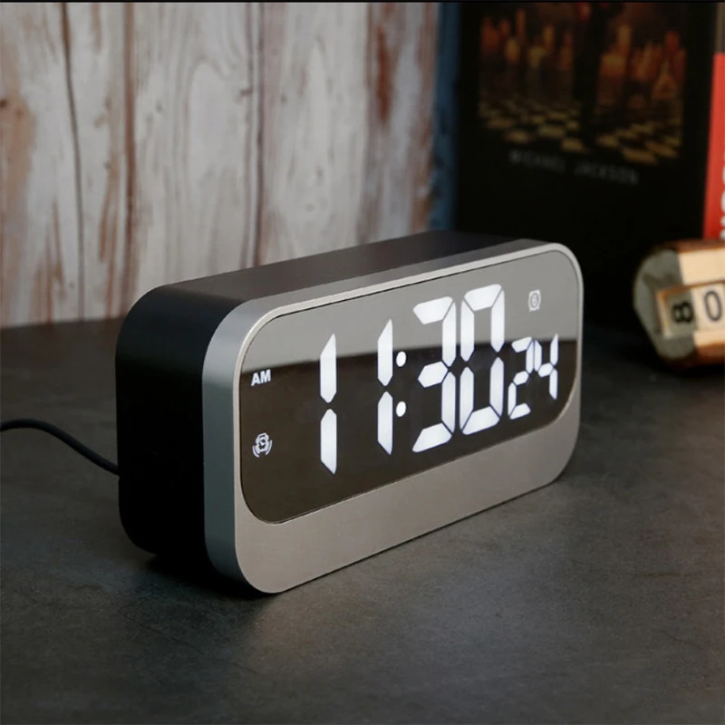 

Digital Alarm Clock LED Mirror Clock,LED Clock with Mirror Surface,Bedside Desk Alarm Clock for Bedroom Office HomeDecor