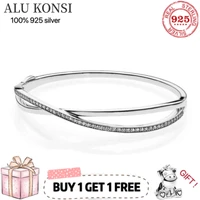 2021 hot sale luxury 100 925 sterling silver pan bracelet infinite section bangle fit original charms for women diy jewelry
