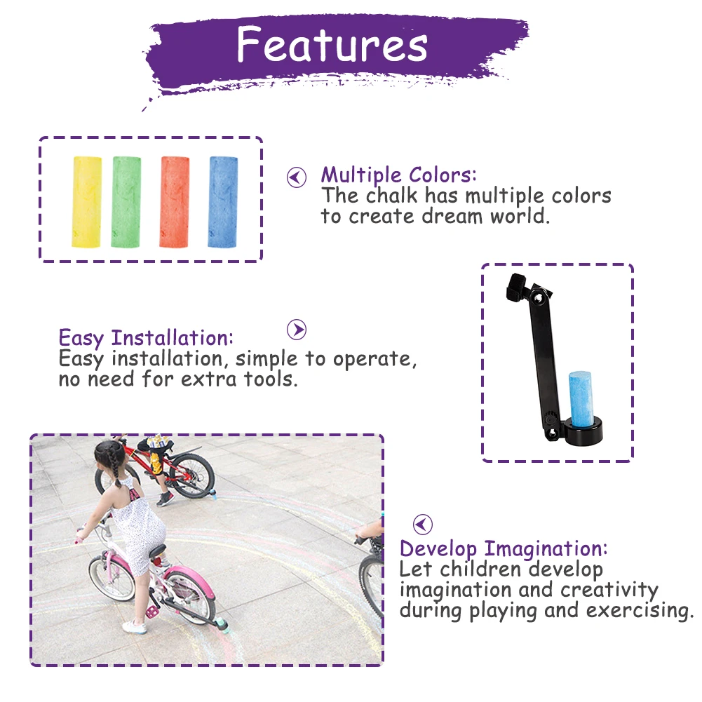 

Riding Portable Toy Bicycle Doodle Sidewalk Set Develop Imagination Sports Gift 4 Chalks Children Bike Multiple Colors Floor