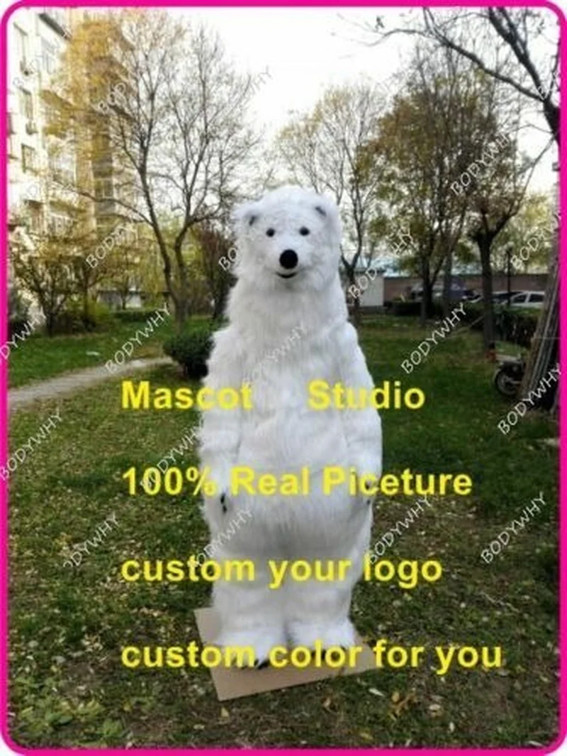 

White Polar Bear Mascot Costume Suit Cosplay Party Game Fancy Dress Outfit Halloween Adults Advertising Parade Xmas Carnival New