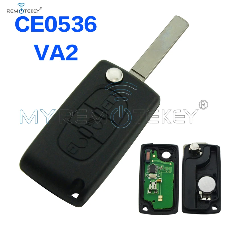 

CE0536 Flip remote key 3 button with light button VA2 key blade 434mhz for Citroen Peugeot remtekey