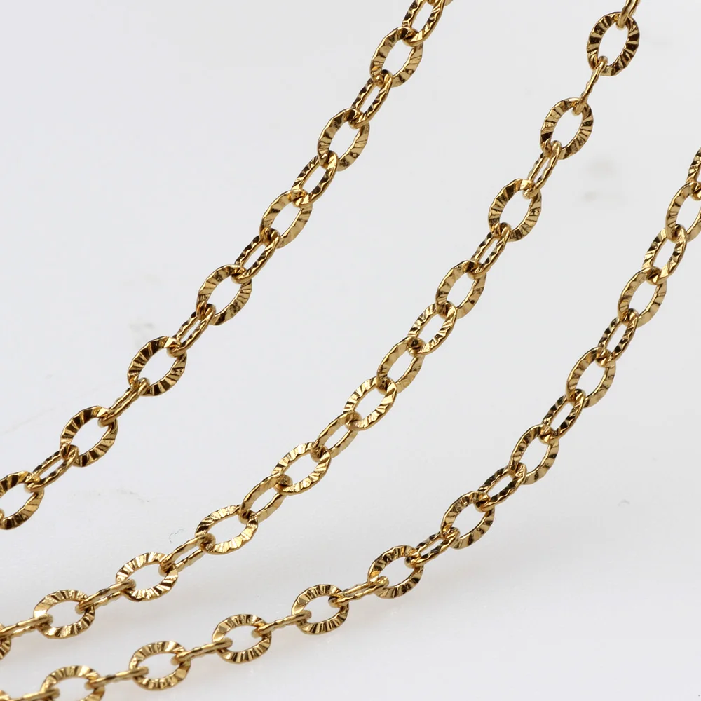 

2.5*3.5*0.4MM/ Stainless Steel Charm Chain Plating True Gold Link DIY Anklet Necklaces Bracelet Jewelry Making