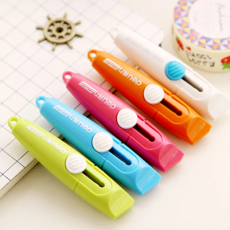 Mini Cute Small Deli Candy Color Paper Wallpaper Photo Letter Box Cutter Art Utility Knife Office Supplies Tools | Канцтовары для