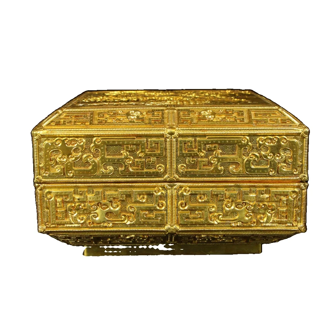 

Коробка для ювелирных изделий Laojunlu с позолоченным бронзовым ландшафтом, Античная бронзовая коллекция шедевров династии Цин из Китая