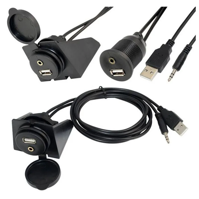 

Утопленное крепление для автомобильной приборной панели 3,5 мм аудио разъем USB2.0 Удлинительный кабель установочный комплект 1 м/2 м