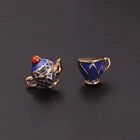 Асимметричные мини-серьги-гвоздики LeeSell в форме винограда, ручной работы, с эмалью, с синим чайником