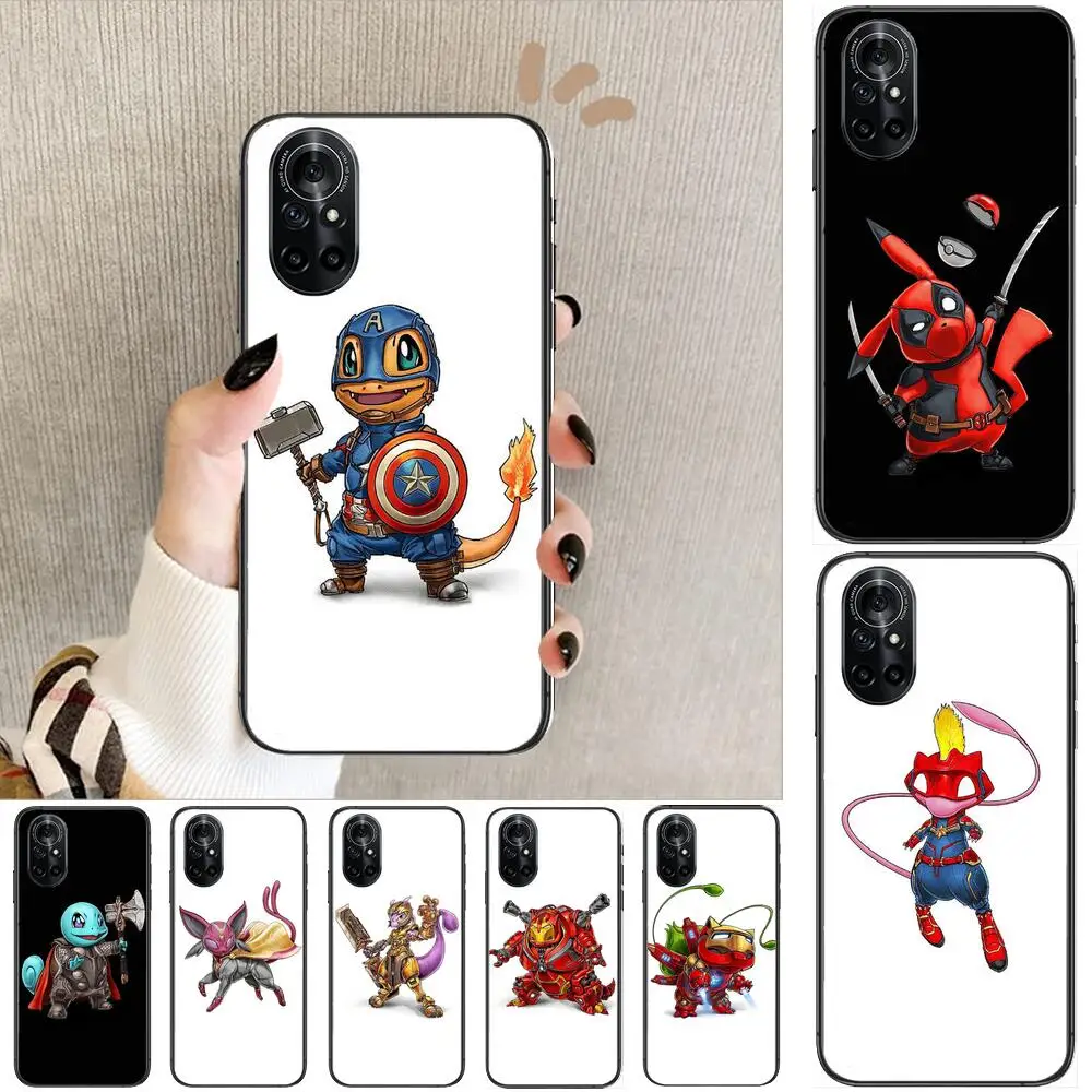 

Marvel Avengers Anime cute Clear Phone Case For Huawei Honor 20 10 9 8A 7 5T X Pro Lite 5G Black Etui Coque Hoesjes Comic Fash