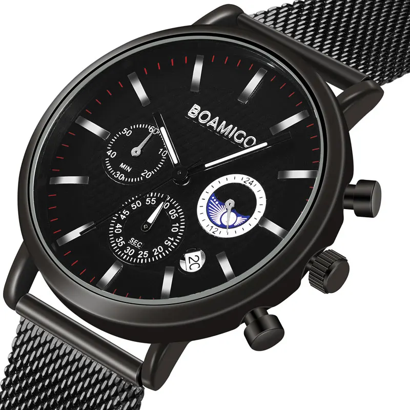 

BOAMIGO Men Watches Waterproof Quartz Business Men Watch Top Brand Luxury Clock Casual Chronograph Sport Watch Relogio Masculino