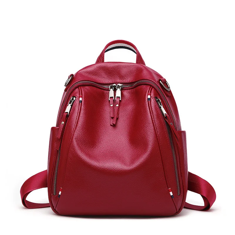 

2021 Genuine Leather Girls Backpack Shoulders Bag For Women Daily Travel Female Fashion Women's Daypack Bags Ladies Backpacks