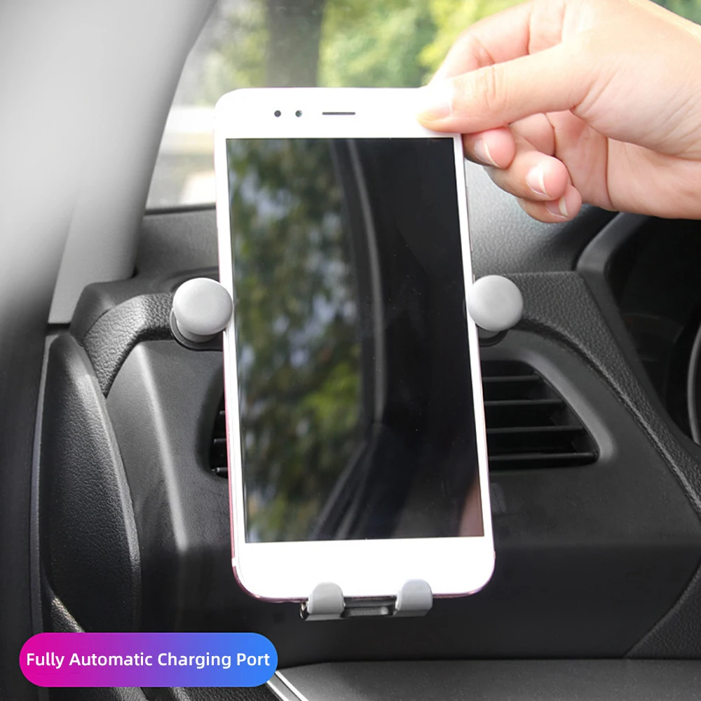 Автодержатель для телефона в машине с улыбкой узор, треугольным креплением на воздушный выход, свободным вращением, регулировкой, защитой, универсальной гравитацией.