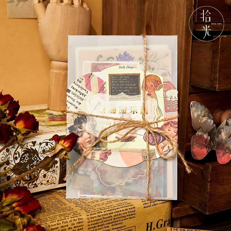 

История Ретро растение Искусство стикер Конверт бирка материал посылка DIY ручной счет скрапбукинг украшения фон бумага