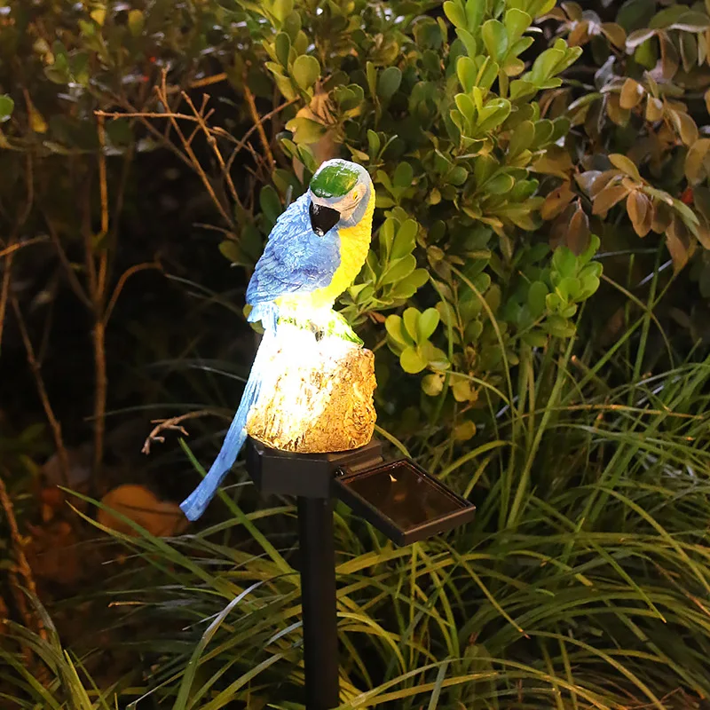 

Светодиодные уличные фонари на солнечной батарее, водонепроницаемые садовые фонарики с рисусветодиодный совы, попугая, для украшения газо...