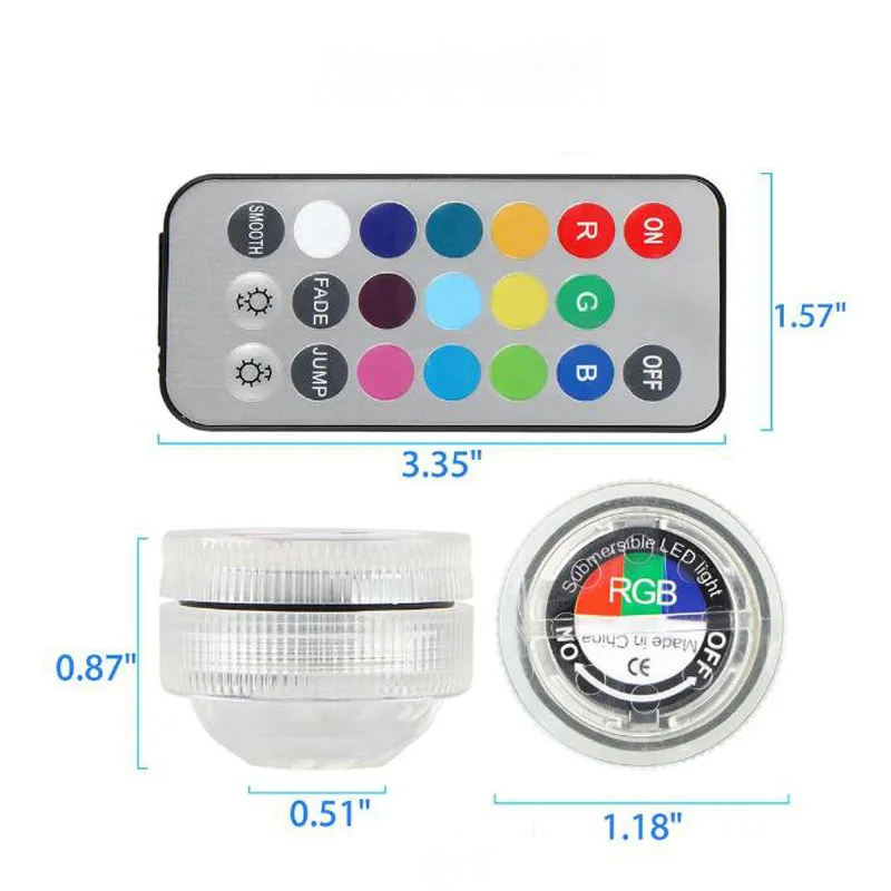 1PC Pool Lights Remote RGB Submersible Light Battery Operate Underwater Swimming Waterproof Lamp Accessories | Спорт и развлечения