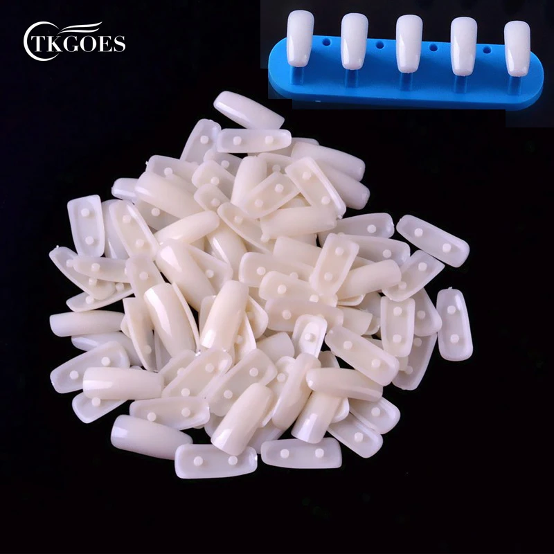 TKGOES 100 шт. квадратных пластиковых типсов для ногтей + 1 набор тренировочных